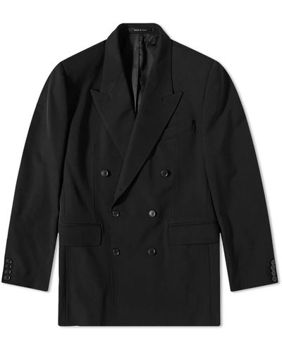 Balenciaga Slim Fit Double Breasted Suit Jacket - Black