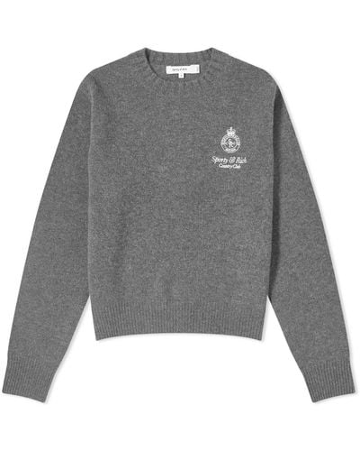 Sporty & Rich Crown Cashmere Crew Sweater - Grey