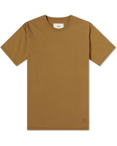 Folk Contrast Sleeve T-Shirt - Brown