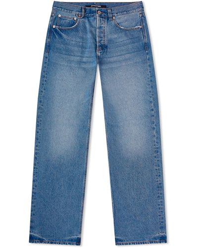 Jacquemus Droit Large Tab Denim Jeans - Blue