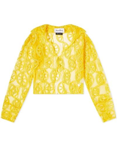 House Of Sunny Casa Limon Embroidered Shirt - Yellow