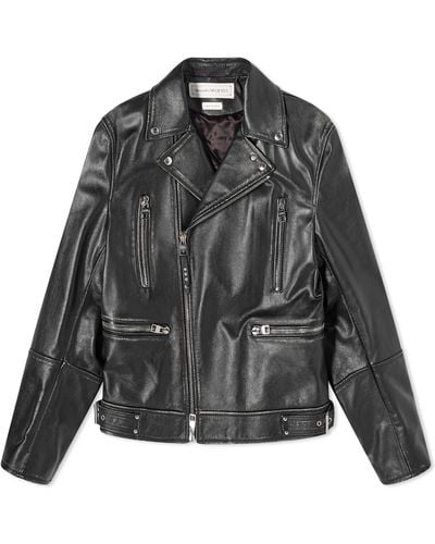 Alexander McQueen Distressed Essential Leather Biker Jacket - Black