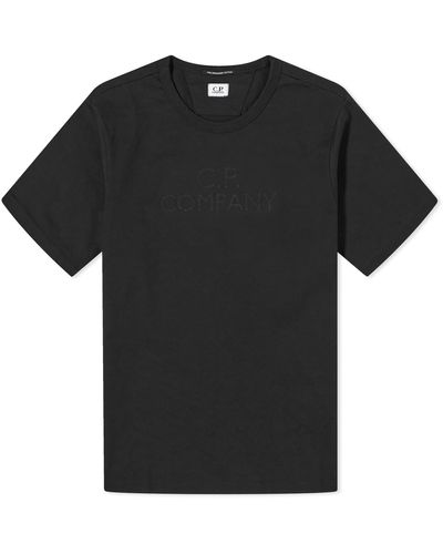 C.P. Company 30/2 Mercerized Jersey Twisted Logo T-Shirt - Black