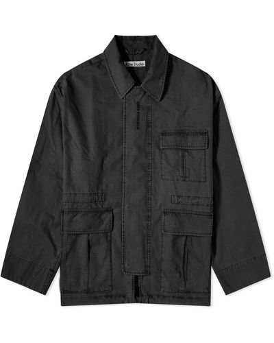 Acne Studios Washed Cotton-poplin Jacket in Black for Men | Lyst UK