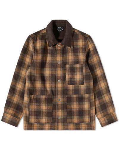 A.P.C. New Emile Check Wool Work Jacket - Brown