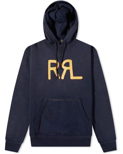 RRL Long Sleeve Hooded Pullover - Blue