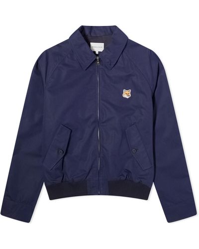 Maison Kitsuné Fox Head Patch Harrington Jacket - Blue