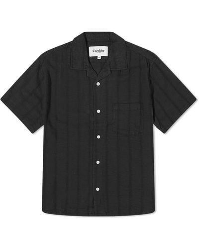 Corridor NYC Striped Seersucker Vacation Shirt - Black