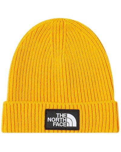 The North Face Logo Box Cuffed Beanie - Yellow