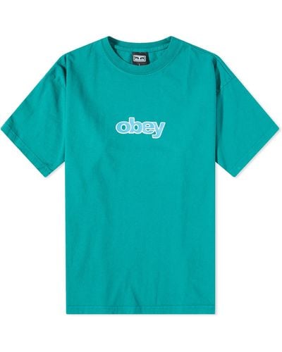 Obey Stack Heavyweight T-Shirt - Blue