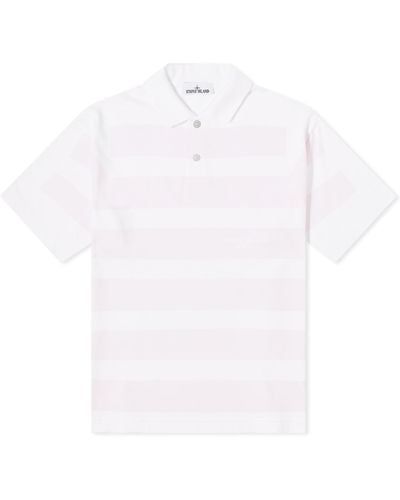 Stone Island Marina Stripe Polo Shirt - White