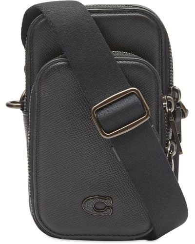COACH Crossbody Phone Pack Crossgrain Leather - Black