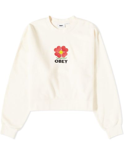 Obey Amelia Flower Crew Neck Sweatshirt - White