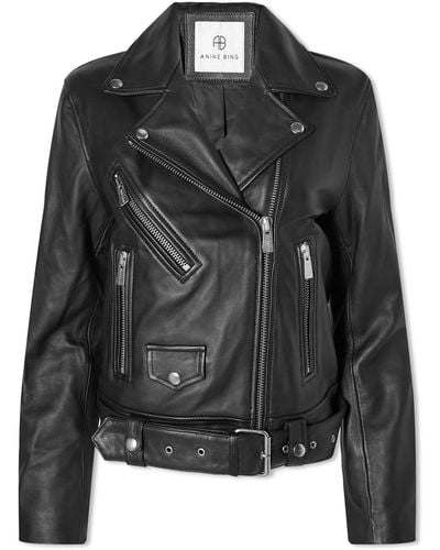 Anine Bing Benjamin Moto Leather Jacket - Black