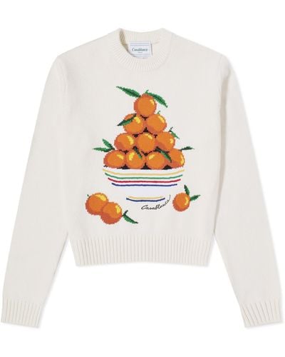 Casablanca Pyramide D'Oranges Intarsia Knit Jumper - White