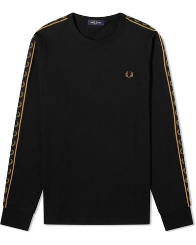 Fred Perry Long Sleeve Contrast Taped Ringer T-Shirt - Black