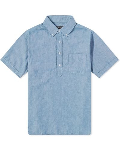 Beams Plus B.D. Pullover Short Sleeve Chambray Shirt - Blue