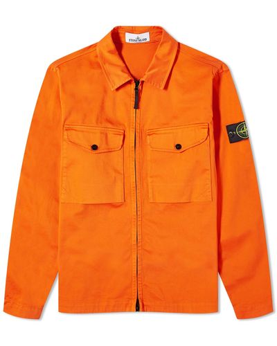 Stone Island Stretch Cotton Double Pocket Shirt Jacket - Orange