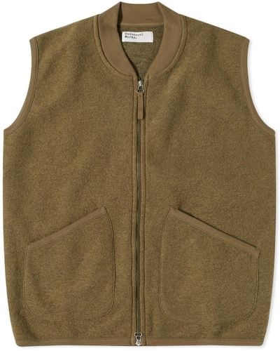 Universal Works Wool Fleece Zip Waistcoat - Green