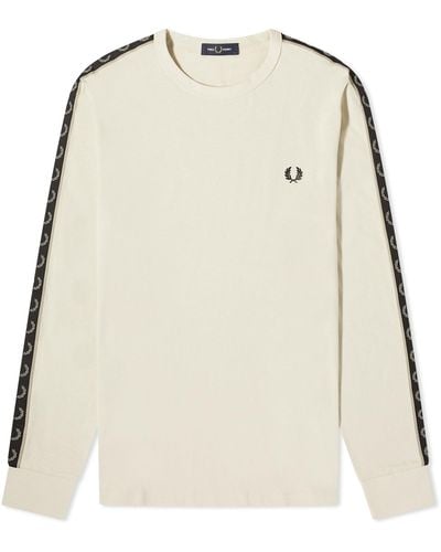 Fred Perry Long Sleeve Contrast Taped Ringer T-Shirt - Natural