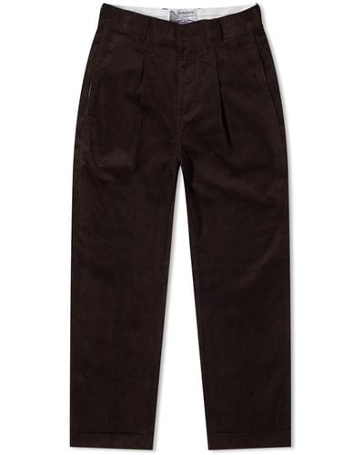 Garbstore Manager Pleated Cord Trousers - Black