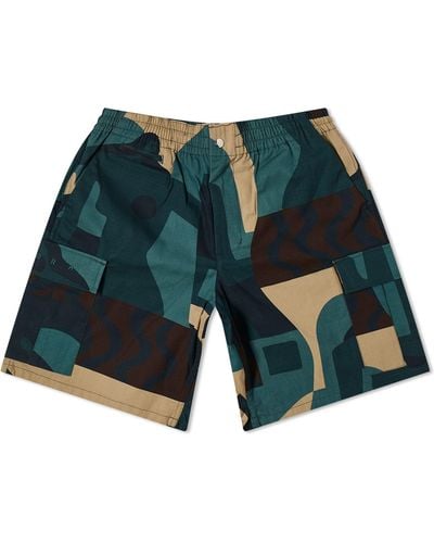 by Parra Distorted Camo Shorts - Blue