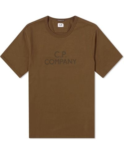 C.P. Company 30/2 Mercerized Jersey Twisted Logo T-Shirt - Brown