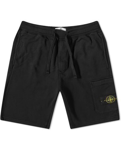 Stone Island Garment Dyed Sweat Shorts - Black