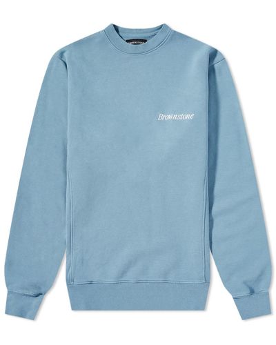 Brownstone Embroidered Cut & Sew Crew Sweat - Blue