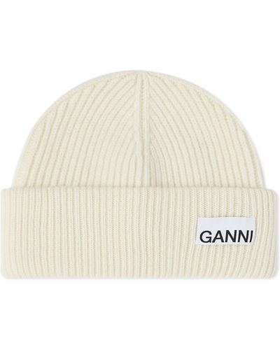 Ganni Rib Knit Beanie - Natural