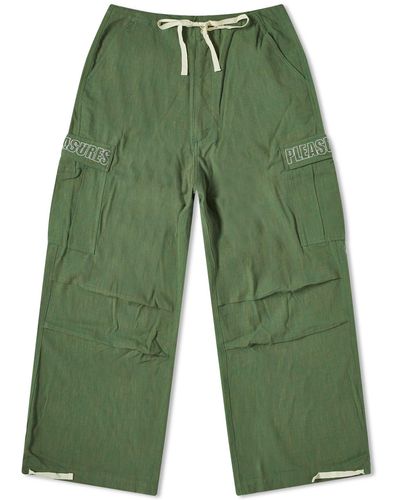 Pleasures Visitor Wide Fit Cargo Trousers - Green