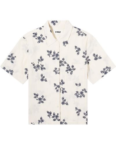 YMC Vegas Short Sleeve Embroidered Shirt - Natural