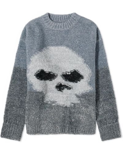 ERL Skull Knitted Crew Neck Sweater Heather - Grey
