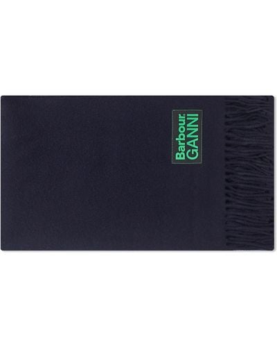 Barbour X Ganni Lambswool Scarf - Blue
