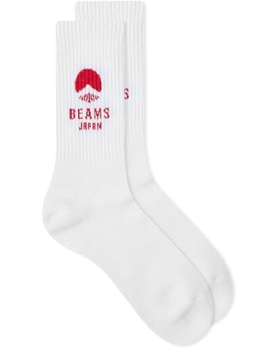 BEAMS Japan Logo Sock - White