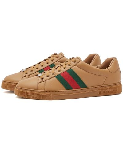 Gucci Lace Trainers - Brown