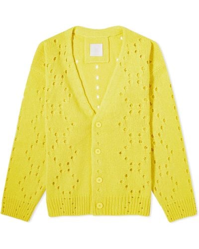Givenchy Pointelle Argyle Cardigan - Yellow