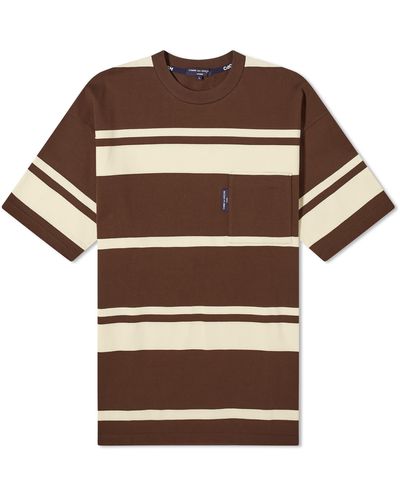 Comme des Garçons Horizontal Stripe Pocket T-Shirt - Brown