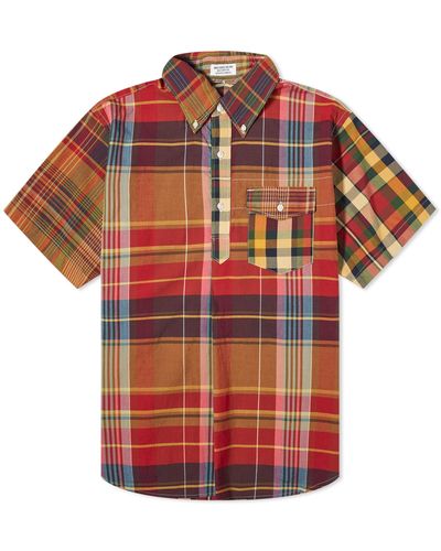 Engineered Garments Popover Button Down Short Sleeve Shirt - Red
