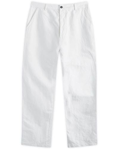 Universal Works Linen Slub Military Chino Trousers - White