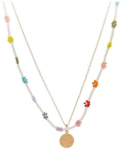 Anni Lu Flower & Forget Me Not Necklaces - Metallic