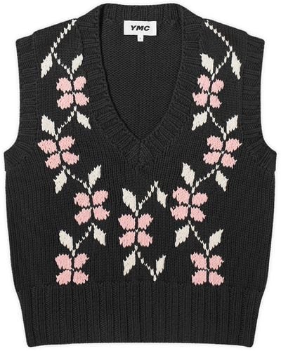 YMC Heidi Knit Flower Vest - Black