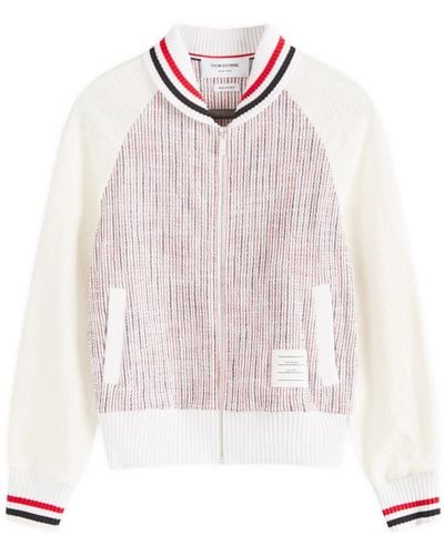 Thom Browne Tweed Rwb Bomber Jacket - White