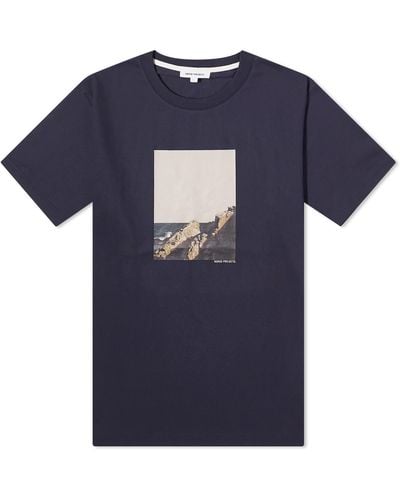 Norse Projects Johannes Organic Cliff Print T-Shirt - Blue