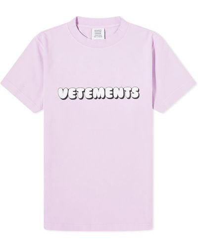 Vetements Bubble Gum Logo Fitted T-Shirt - Pink
