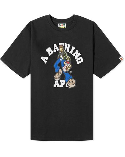A Bathing Ape Graffiti Character University T-Shirt - Black