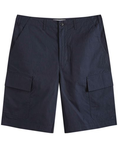 Universal Works Broad Cloth Cargo Shorts - Blue