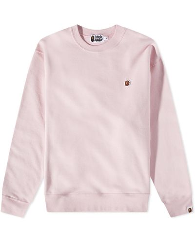 A Bathing Ape Ape Head One Point Relaxed Fit Crew Sweat - Pink