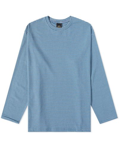 FRIZMWORKS Long Sleeve Oversized Stripe T-Shirt - Blue