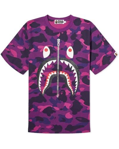 A Bathing Ape Colour Camo Shark T-Shirt - Purple